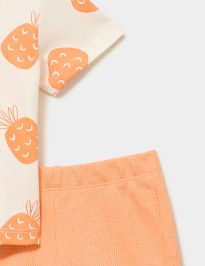 Ensemble short et t-shirt coton orange b&eacute;b&eacute; gar&ccedil;on