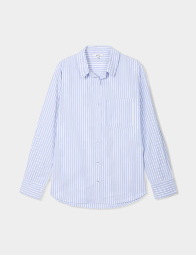Chemise oversize manches longues bleu femme
