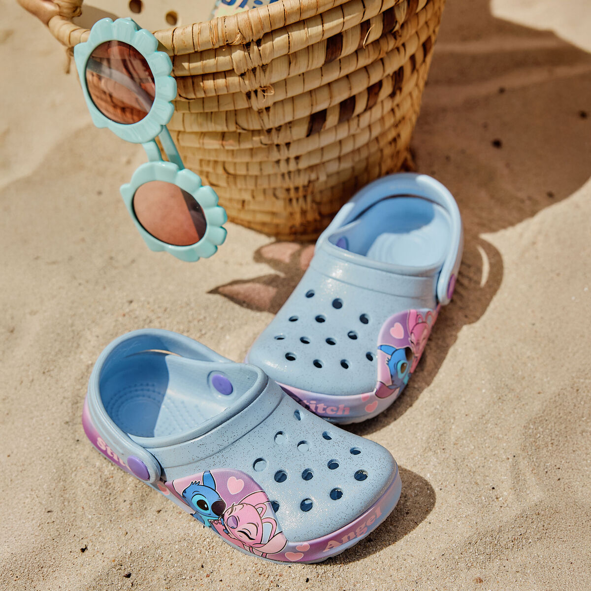 Sabots de plage paillettes Stitch multicolore fille