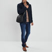 Veste droite courte zippée col montant bleu marine homme