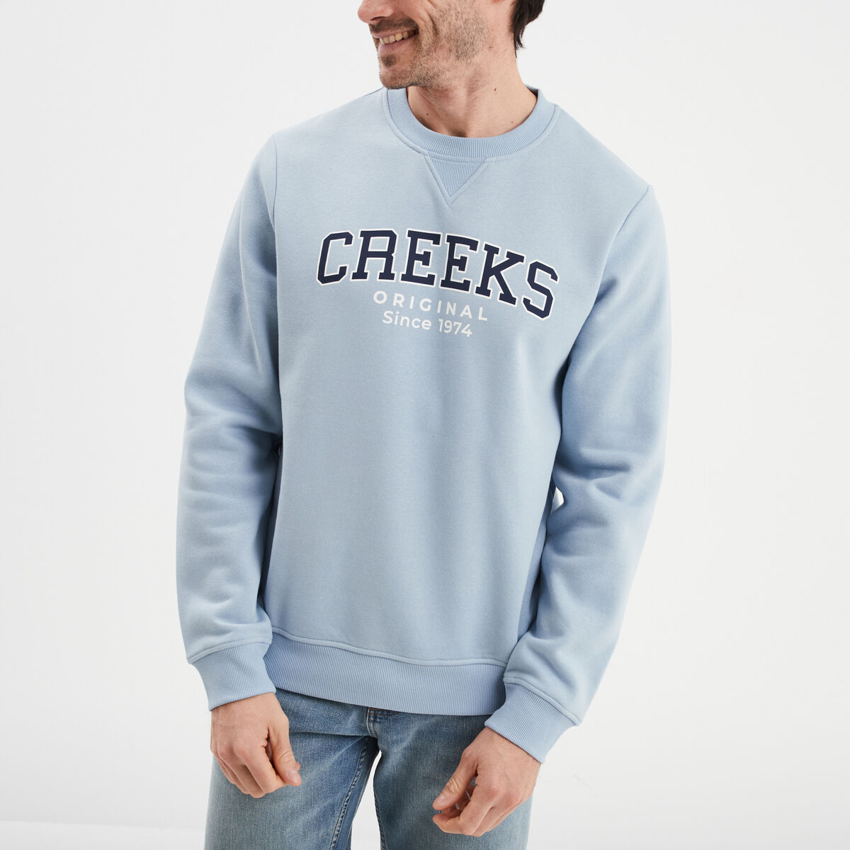 Sweat à col rond Creeks bleu ciel homme