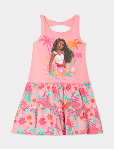 Robe ouverture dos évasée Vaiana orange corail fille
