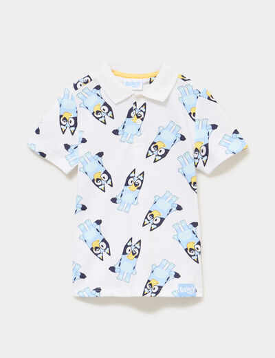 Polo manches courtes coton Bluey blanc gar&ccedil;on