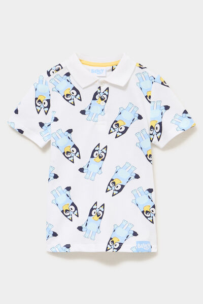 Polo manches courtes coton Bluey blanc gar&ccedil;on