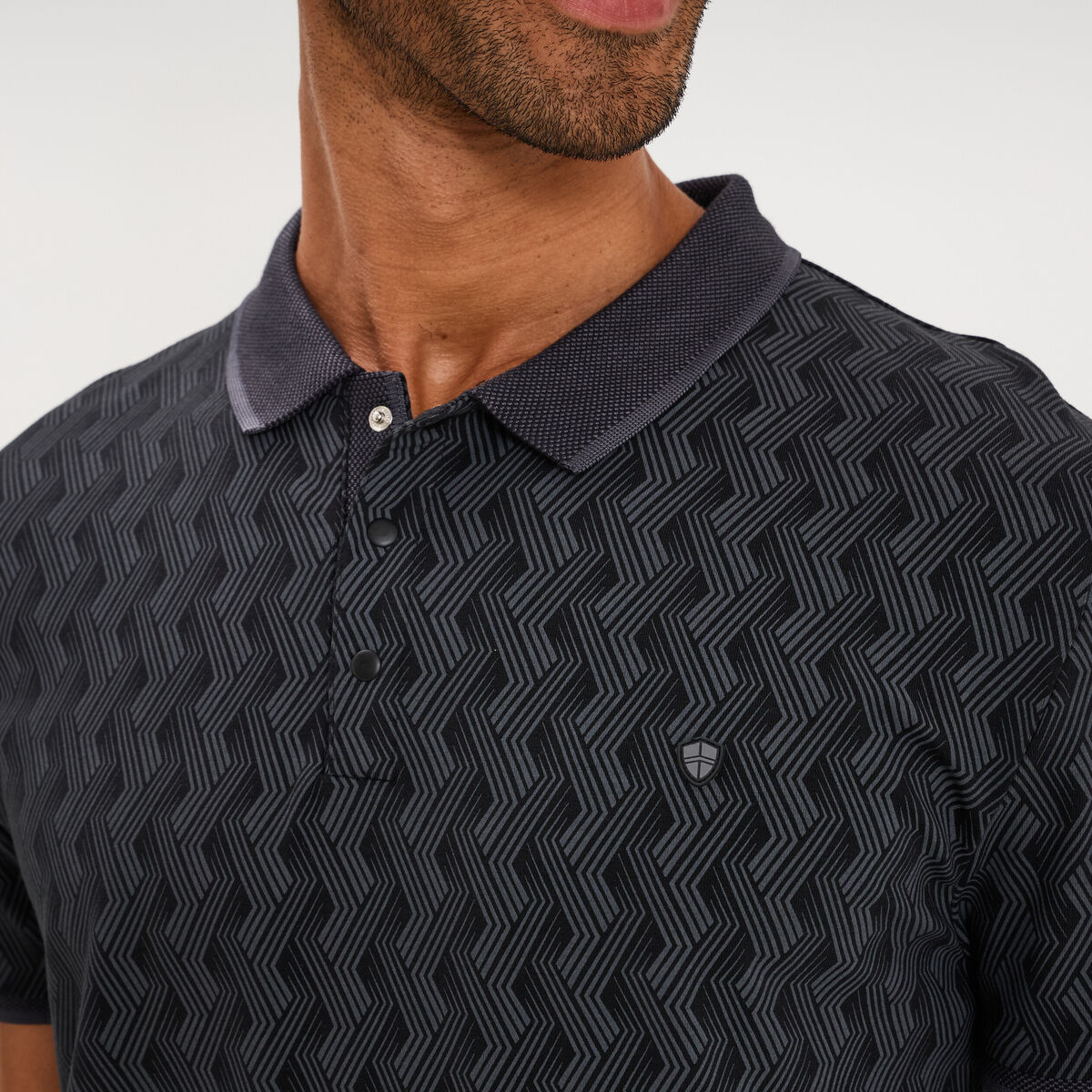 Polo slim manches courtes stretch noir homme
