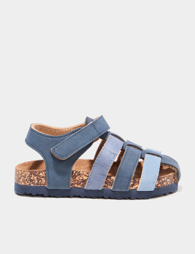 Sandales bout ferm&eacute; avec scratchs bleu marine gar&ccedil;on