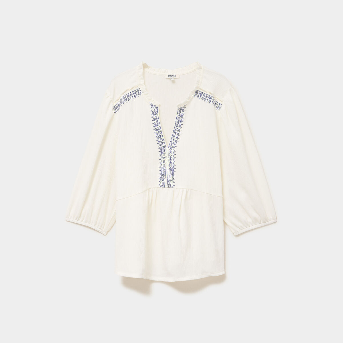 Blouse manches ballons 3/4 ecru femme grande taille