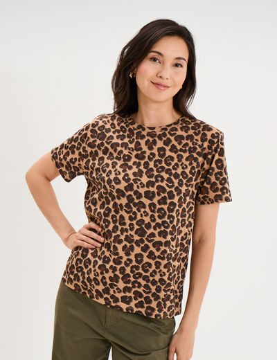 T-shirt coton col rond manches courtes ficelle femme