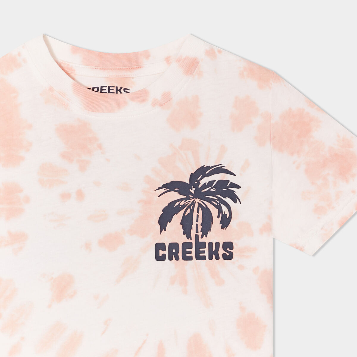 T-shirt col rond manches courtes Creeks orange fluo garçon