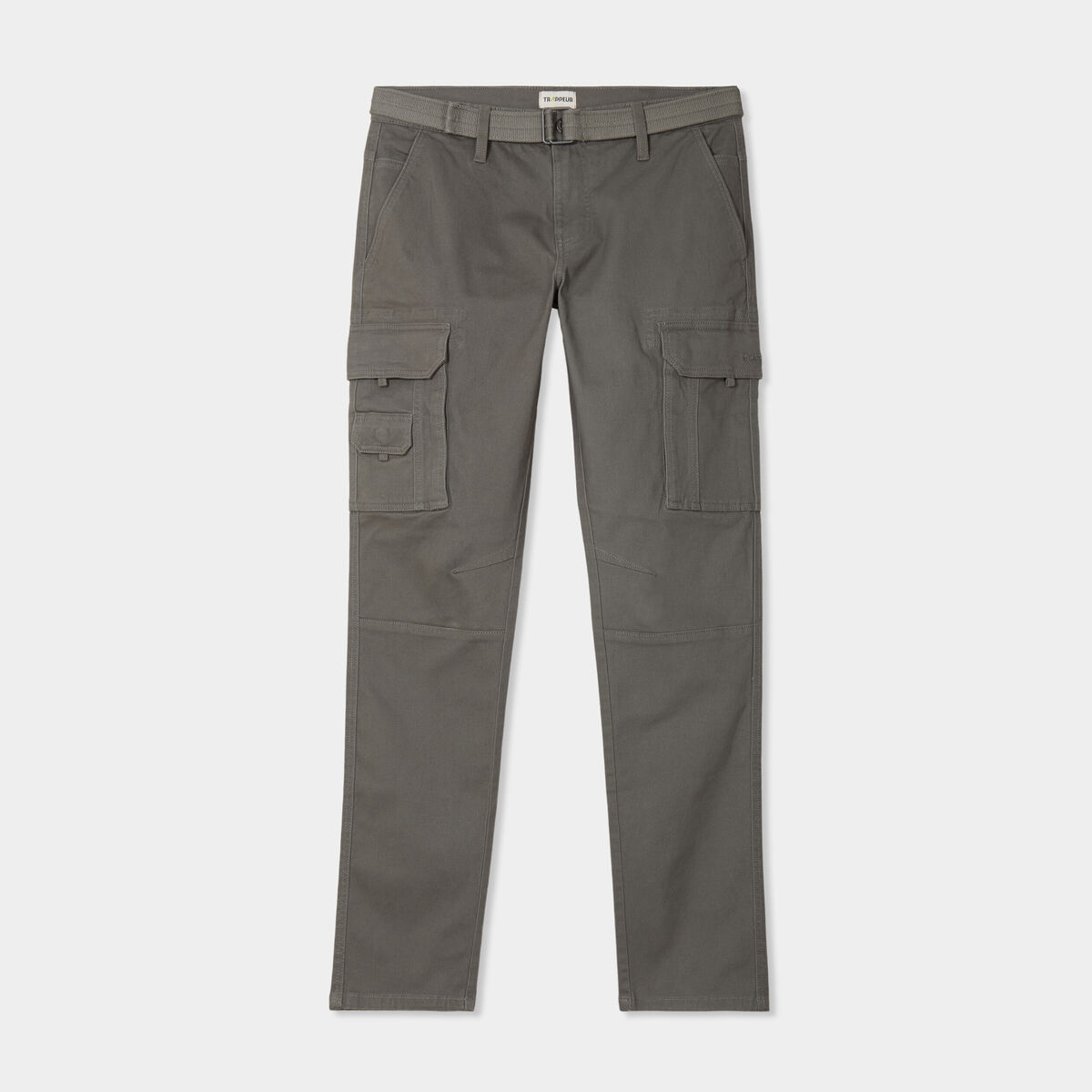 Pantalon cargo ceintur&eacute; Trappeur gris homme