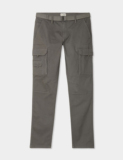 Pantalon cargo ceinturé Trappeur gris homme