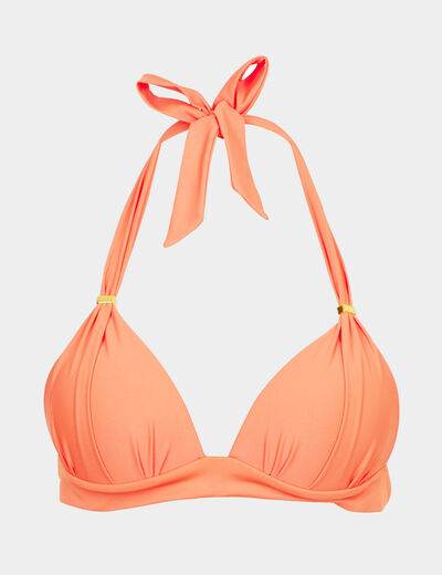 Haut de maillot de bain forme triangle orange femme