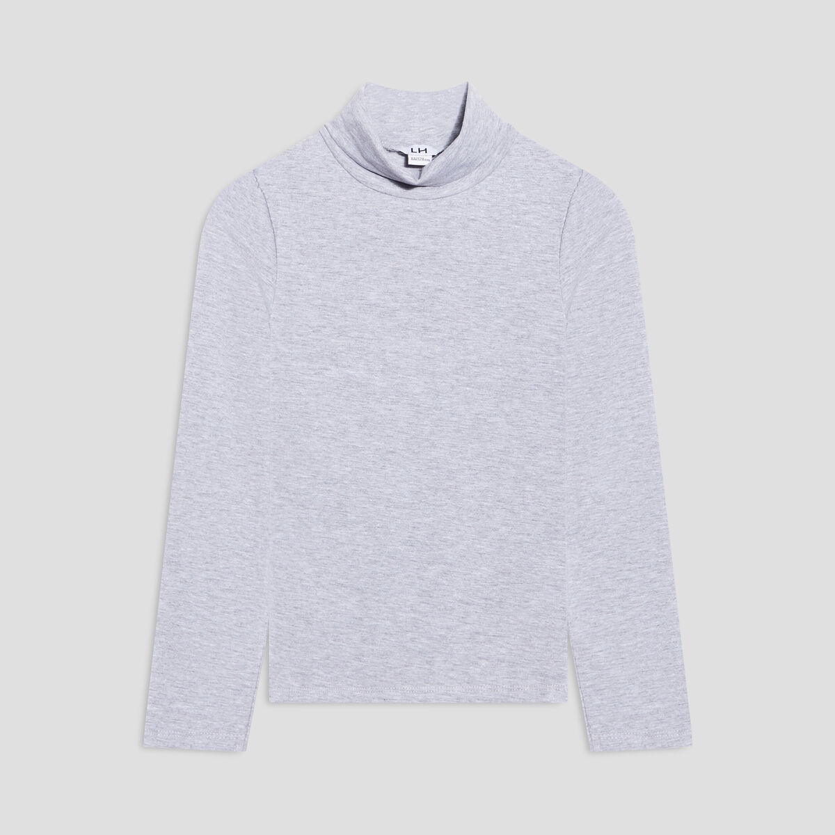 T-shirt col roulé manches longues coton gris fille
