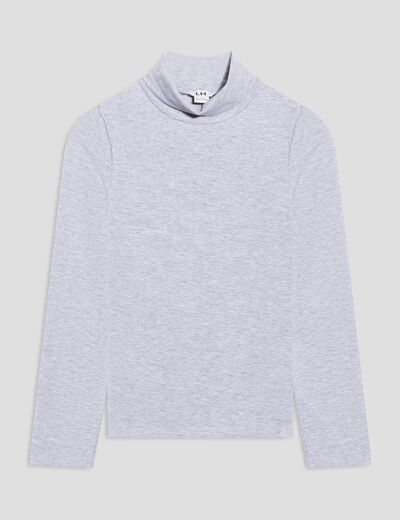 T-shirt col roulé manches longues coton gris fille