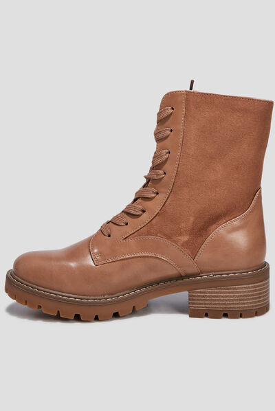 Bottines fourrées à lacets marron femme