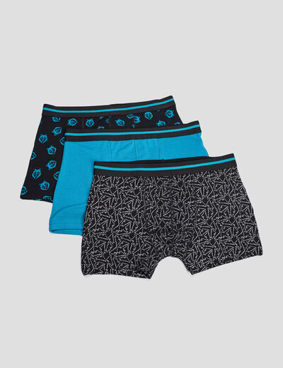 Lot 3 boxers bleu canard garçon