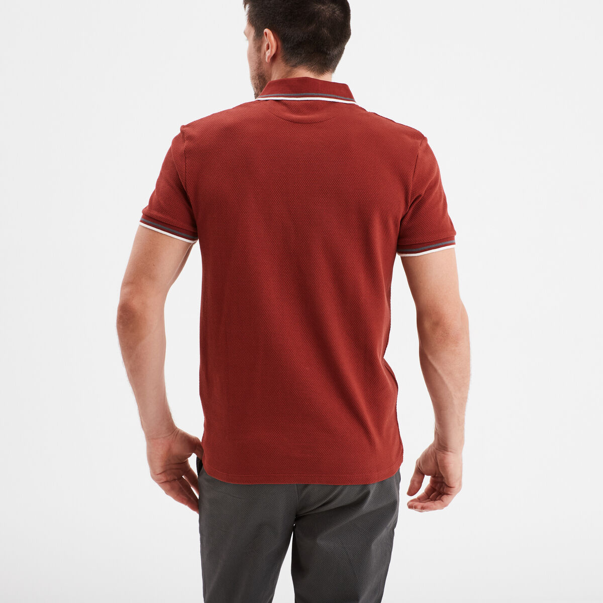 Polo manches courtes 1 poche coton rouge foncé homme