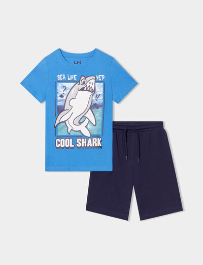 Ensemble bermuda et t-shirt coton bleu garçon