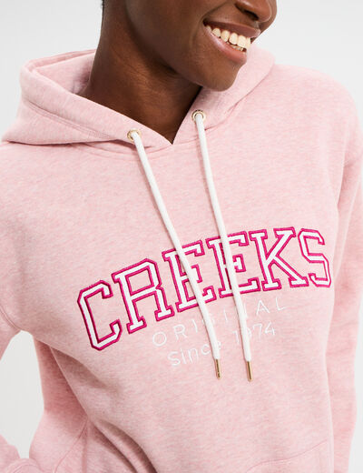 Sweat &agrave; capuche hoodie ecru femme
