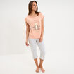 Ensemble pyjama t-shirt et corsaire rose clair femme