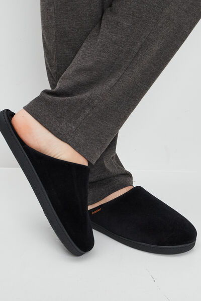 Chaussons mules Isotoner noir homme
