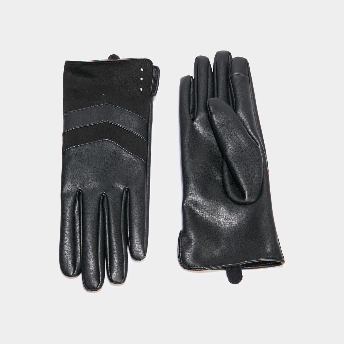 Gants effet simili cuir noir femme