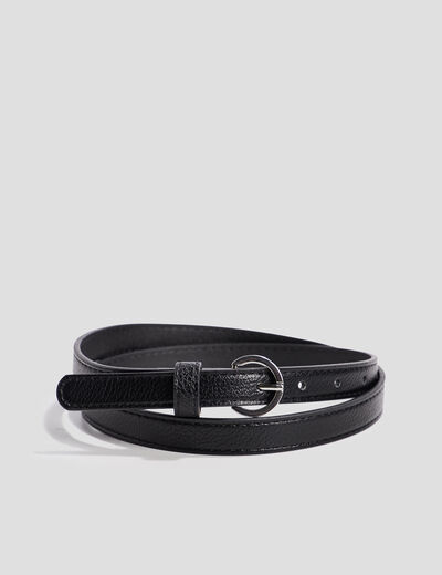 Ceinture avec boucle ronde noir femme