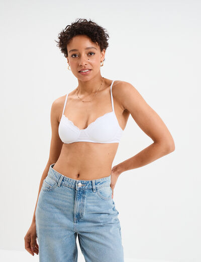 Soutien-gorge triangle micro dentelle blanc femme