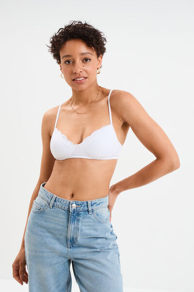 Soutien-gorge triangle micro dentelle blanc femme