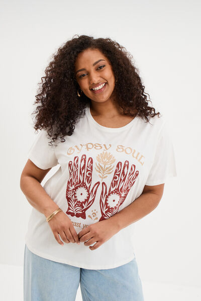 T-shirt manches courtes col rond coton blanc femme grande taille