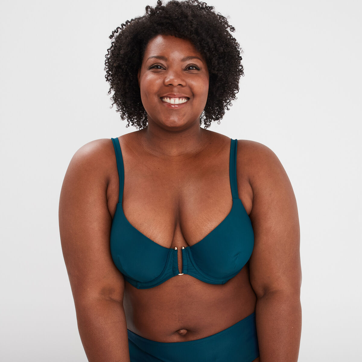 Haut de maillot de bain forme corbeille bleu canard femme grande taille