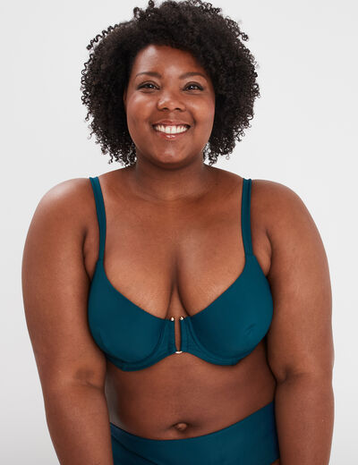 Haut de maillot de bain forme corbeille bleu canard femme grande taille