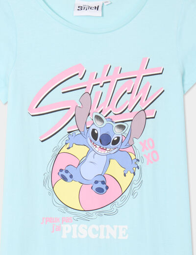 Chemise de nuit manches courtes coton bleu fille