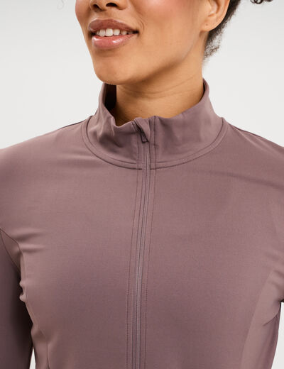 Veste de sport ajust&eacute;e avec fermeture mauve femme