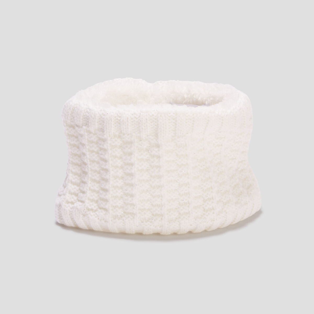 Tour de cou tricot&eacute; doublure laine ivoire b&eacute;b&eacute; fille