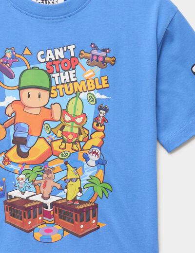 T-shirt col rond coton Stumble Guys bleu gar&ccedil;on