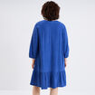 Robe brodée évasée gaze de coton bleu roi femme grande taille