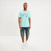 T-shirt &agrave; manches courtes droit coton bleu turquoise homme