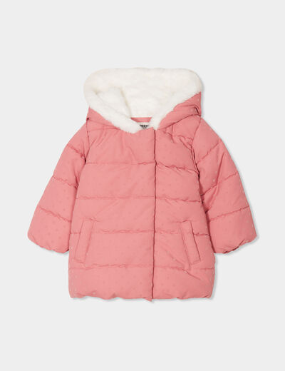 Doudoune à capuche fourrée Creeks vieux rose bébé fille