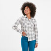 Chemise manches retroussables poches blanc femme