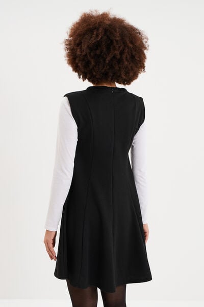 Robe maille sans manches corolle courte noir femme