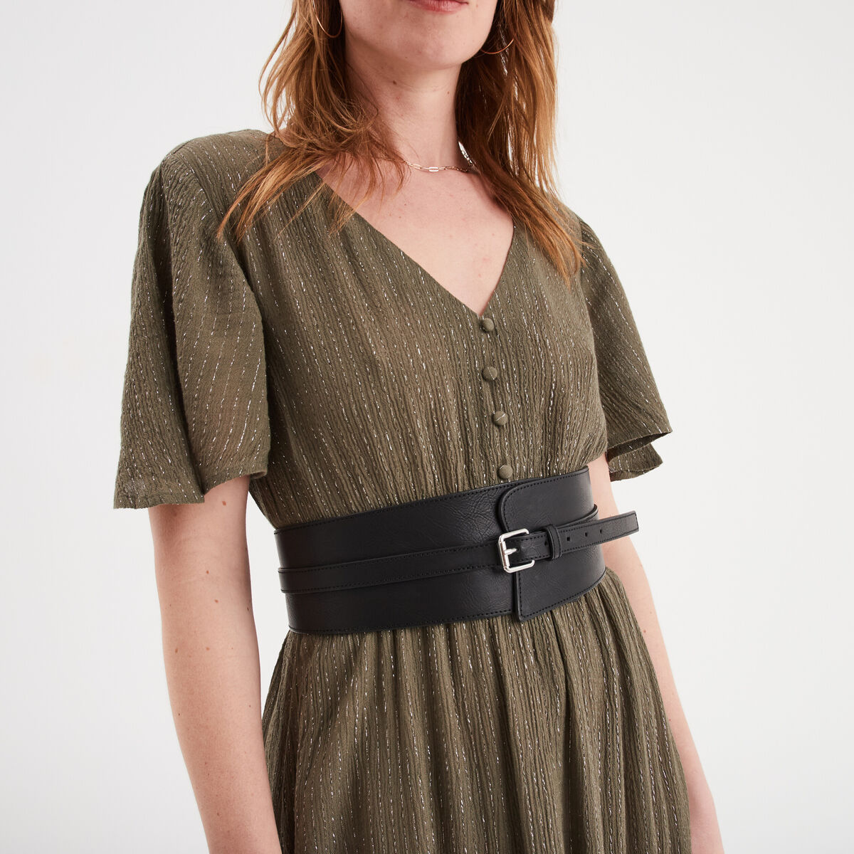 Ceinture large avec boucle noir femme