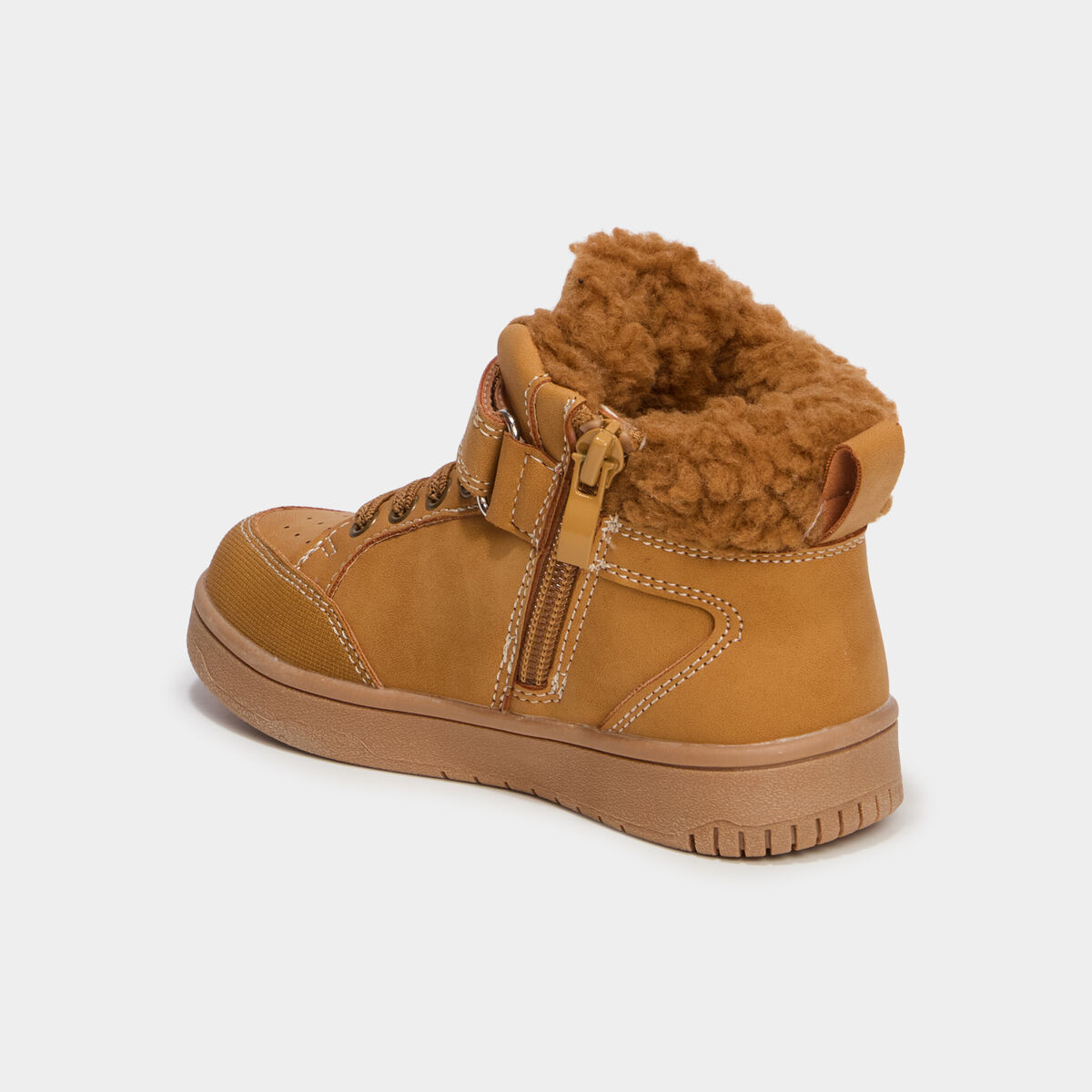 Baskets fourr&eacute;es montantes camel gar&ccedil;on