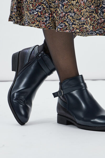 Bottines avec brides bleu femme