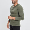 T-shirt ajusté manches longues côtelé vert kaki homme