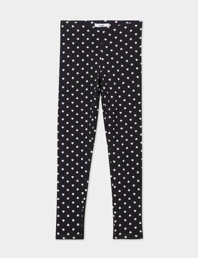 Legging long élastiqué coton noir fille