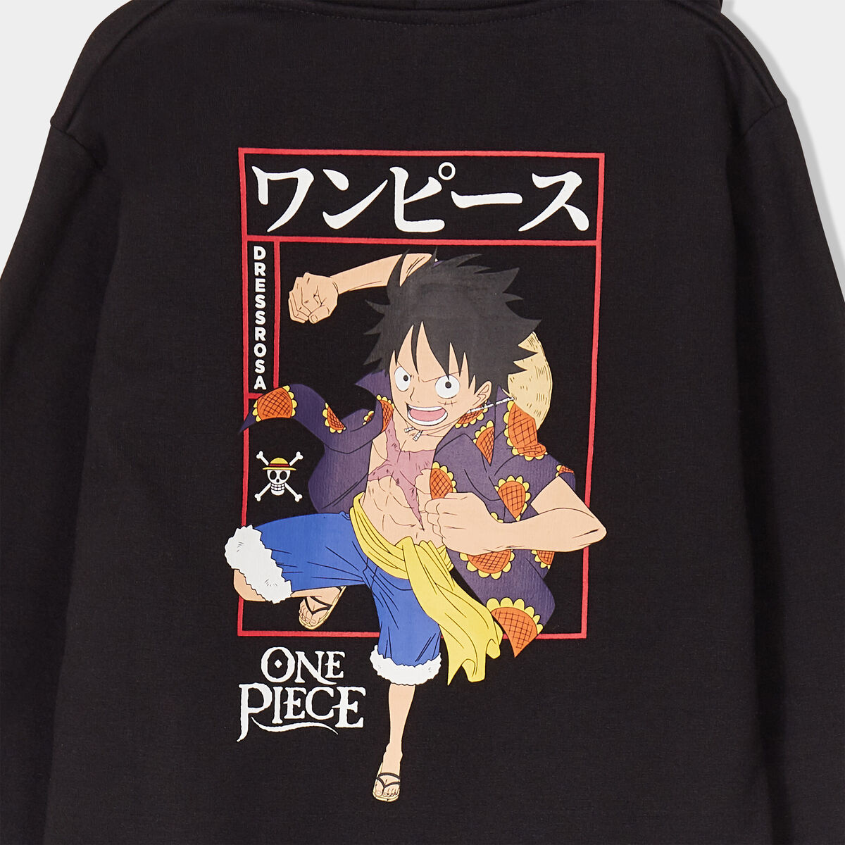 Sweat zippé à capuche One Piece Luffy noir garçon