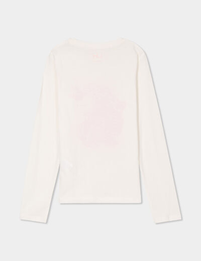 T-shirt manches longues coton ivoire fille