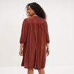 Robe fluide buste brod&eacute;e marron cognac femme grande taille