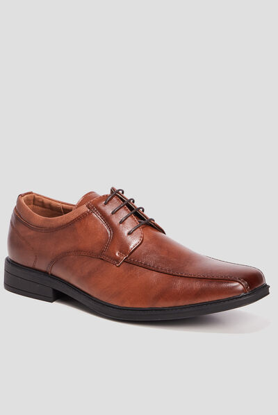Derbies à lacets à bout carré marron homme